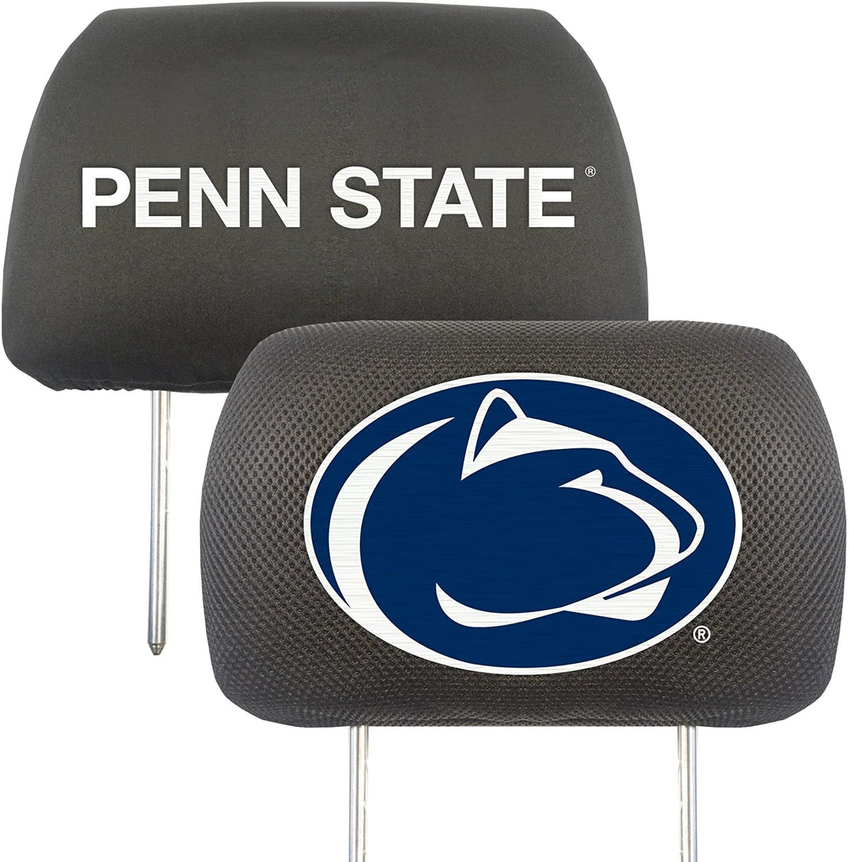 Penn State University Nittany Lions Pair of Premium Auto Head Rest Covers, Embroidered, Black Elastic, 14x10 Inch by Fielders Choice