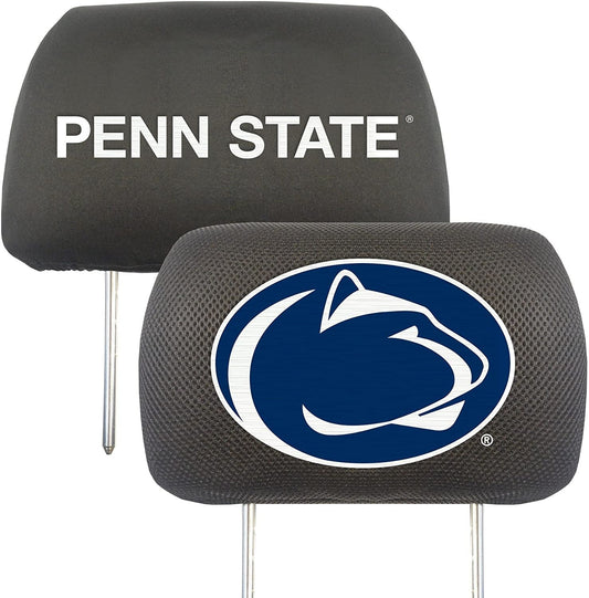 Penn State University Nittany Lions Pair of Premium Auto Head Rest Covers, Embroidered, Black Elastic, 14x10 Inch by Fielders Choice