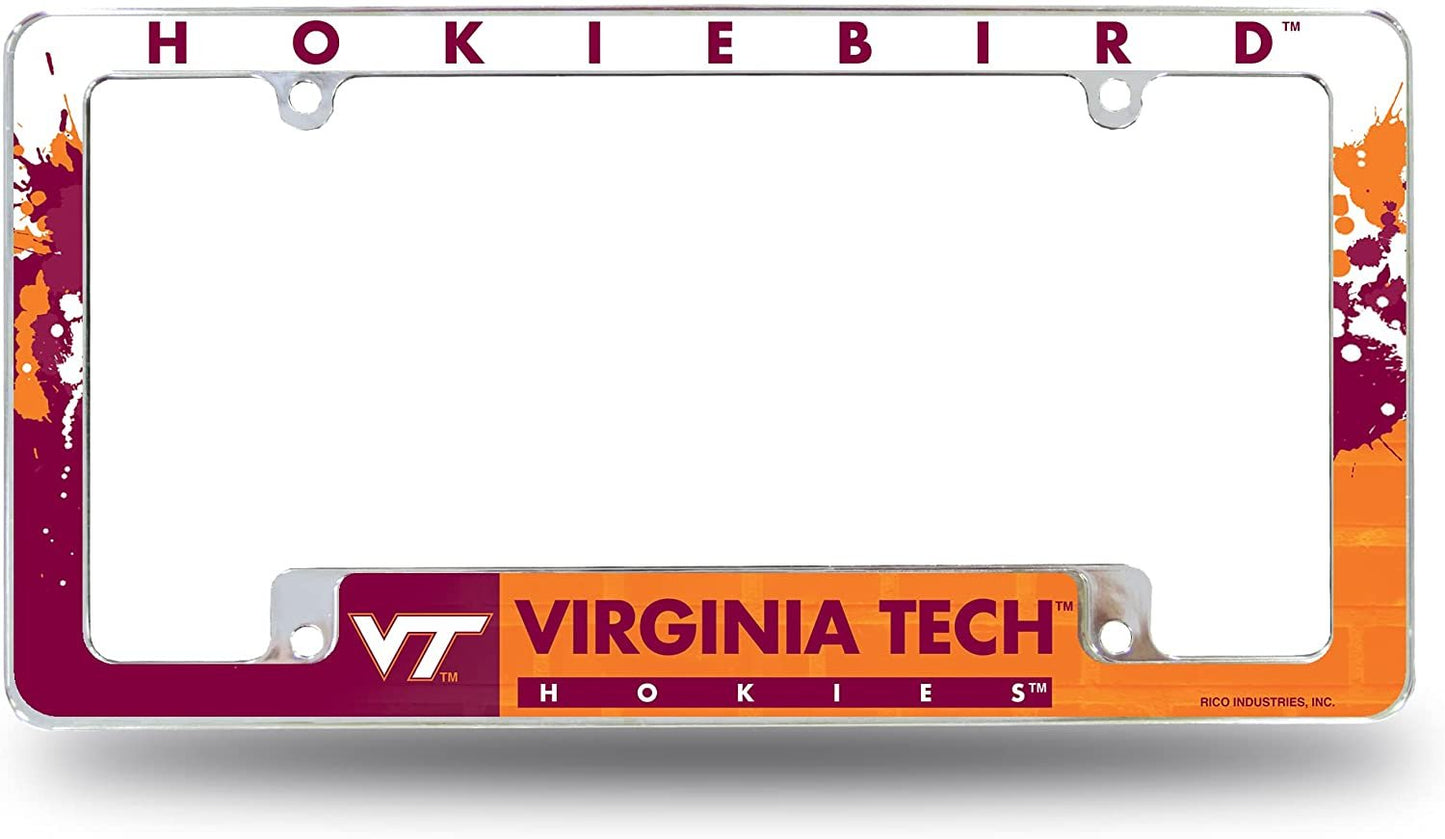 Virginia Tech University Hokies Metal License Plate Frame Tag Cover All Over Design 12x6 Inch by Fielders Choice