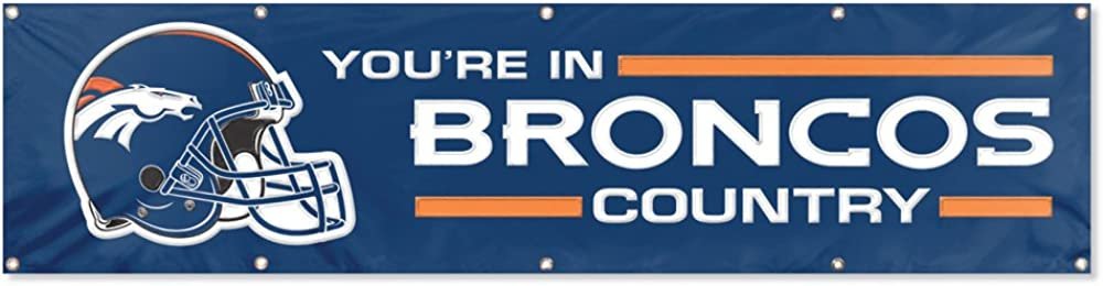 Denver Broncos Huge 8x2 Feet Banner Flag Metal Grommets by Fielders Choice