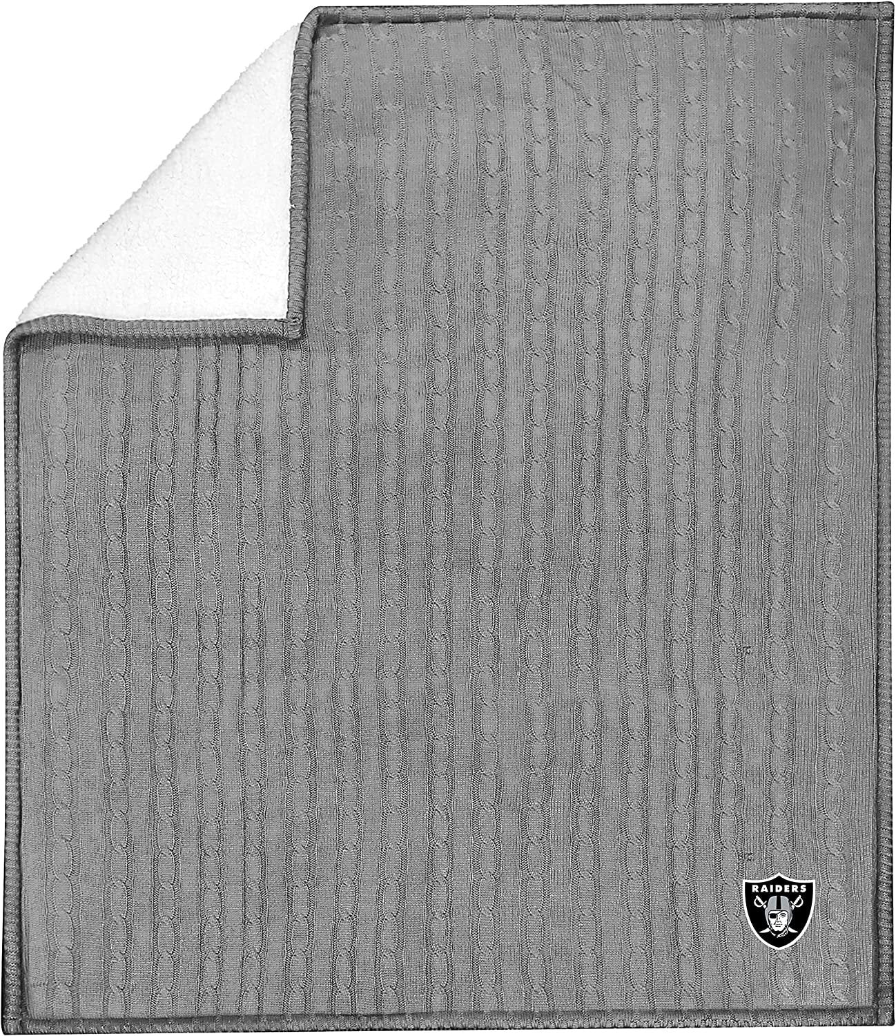 Las Vegas Raiders Cable Sweater Knit Sherpa Throw Blanket 50x60 Inch Adult by Fielders Choice
