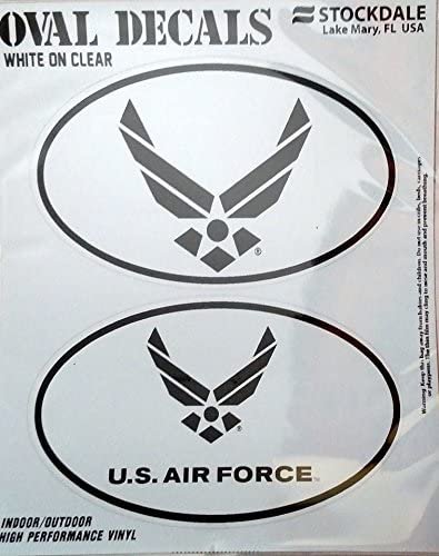 U.S. Air Force 2-Piece White and Clear Euro Decal Sticker Set, 4x2.5 Inch Each, United States Military by Fielders Choice