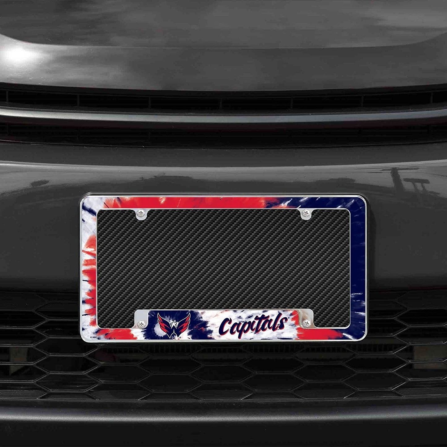Washington Capitals Metal License Plate Frame Chrome Tag Cover Tie Dye Design 6x12 Inch by Fielders Choice
