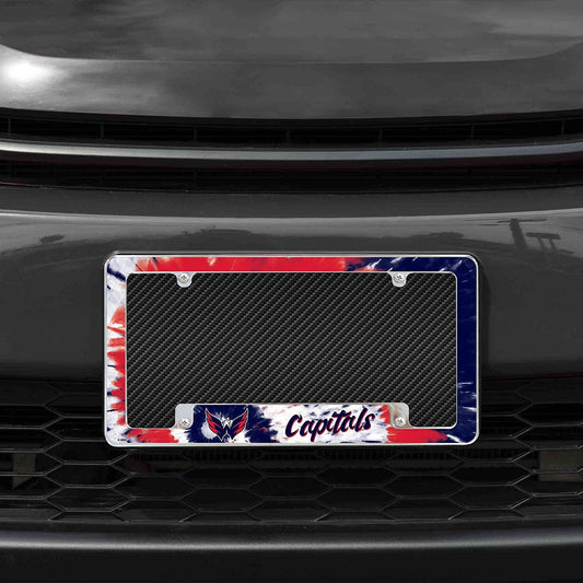Washington Capitals Metal License Plate Frame Chrome Tag Cover Tie Dye Design 6x12 Inch by Fielders Choice