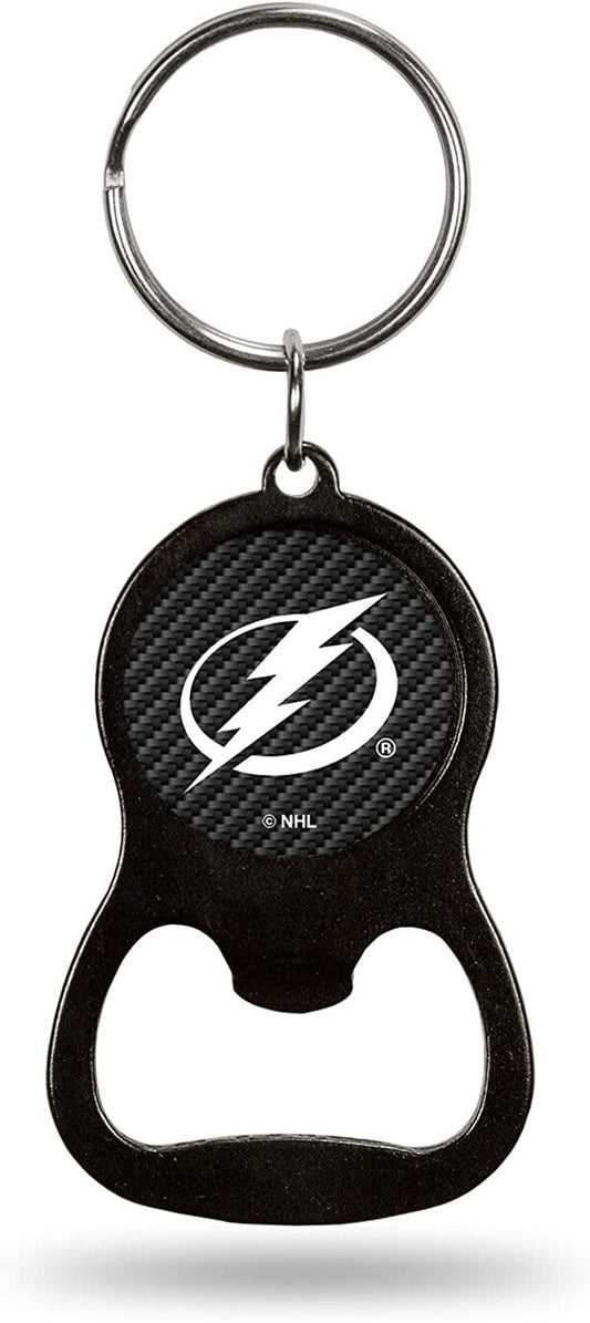 Tampa Bay Lightning Keychain Bottle Opener Carbon Fiber Design Metal Hockey by Fielders Choice