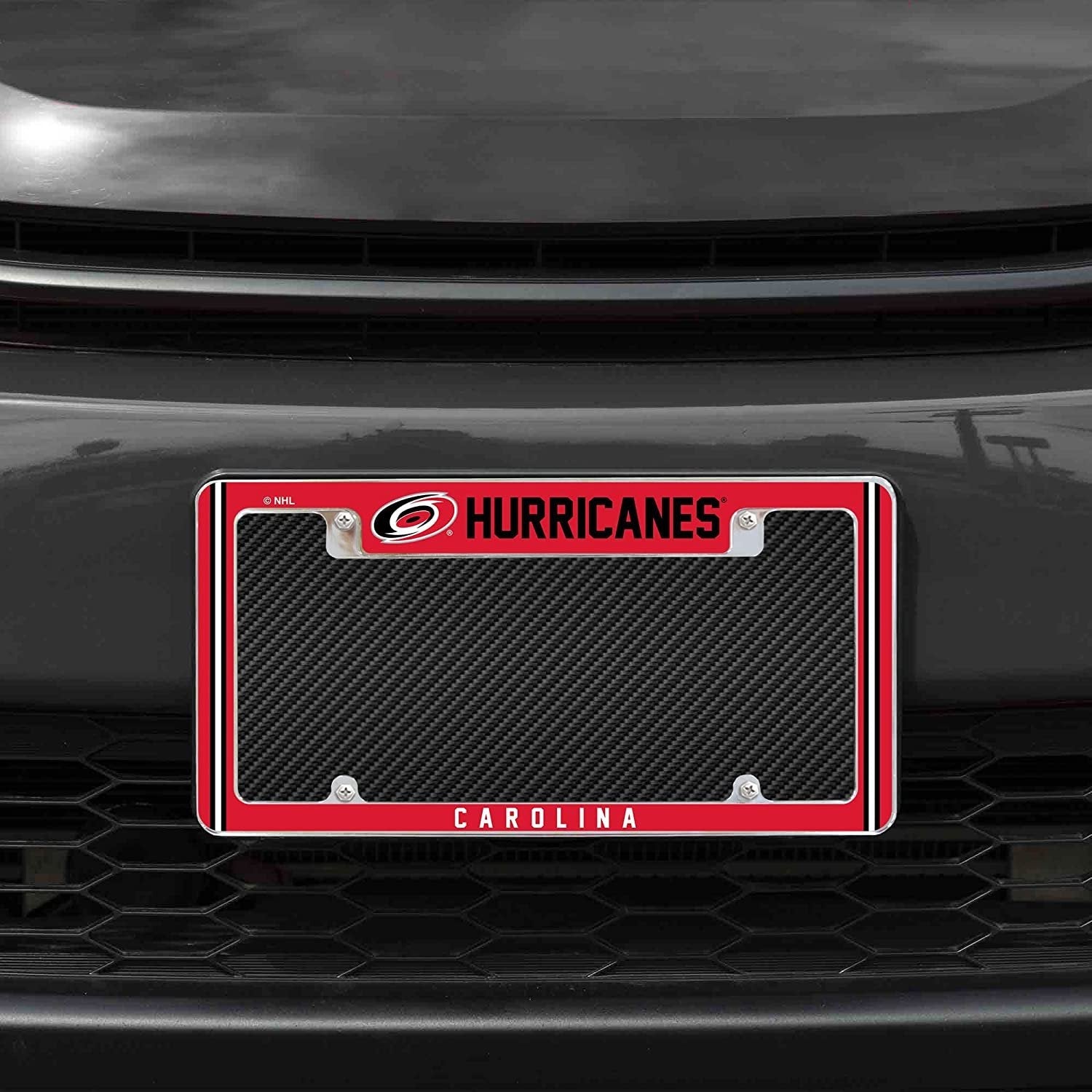 Carolina Hurricanes Metal License Plate Frame Chrome Tag Cover Alternate Design 6x12 Inch by Fielders Choice