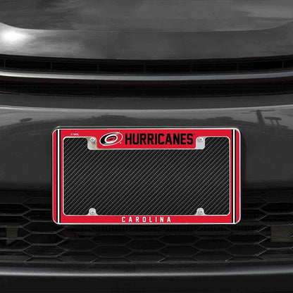 Carolina Hurricanes Metal License Plate Frame Chrome Tag Cover Alternate Design 6x12 Inch by Fielders Choice