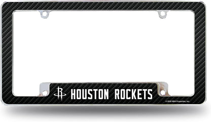 Houston Rockets Metal License Plate Frame Chrome Tag Cover Carbon Fiber Design 6x12 Inch by Fielders Choice