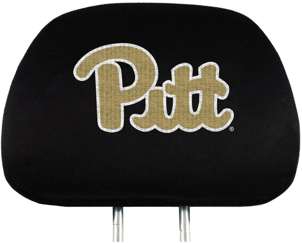University of Pittsburgh Panthers Pitt Pair of Premium Auto Head Rest Covers, Embroidered, Black Elastic, 14x10 Inch by Fielders Choice