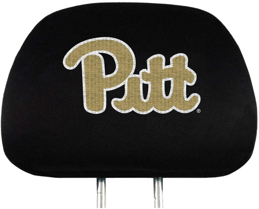 University of Pittsburgh Panthers Pitt Pair of Premium Auto Head Rest Covers, Embroidered, Black Elastic, 14x10 Inch by Fielders Choice