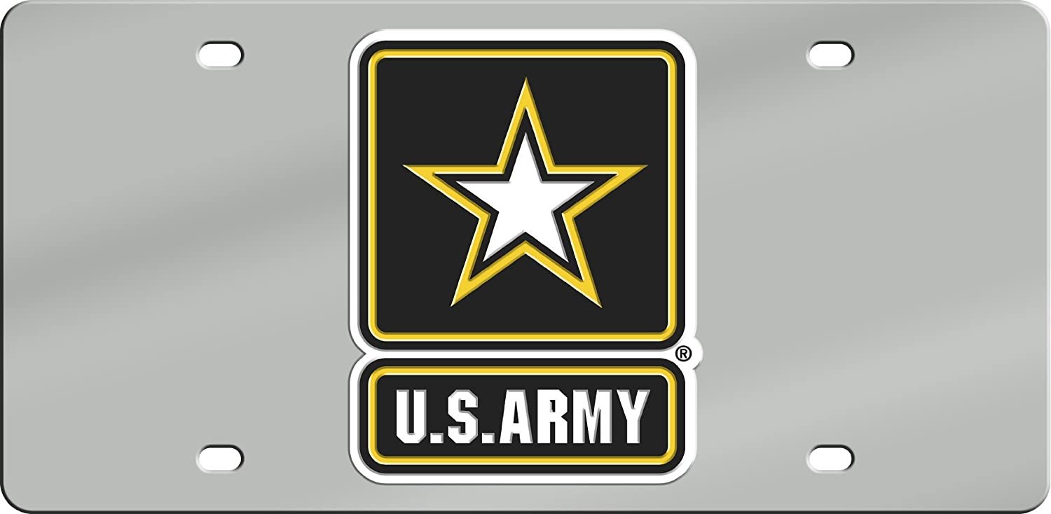United States Army Military Premium Laser Cut Tag License Plate, Mirrored Acrylic Inlaid, 6x12 Inch by Fielders Choice