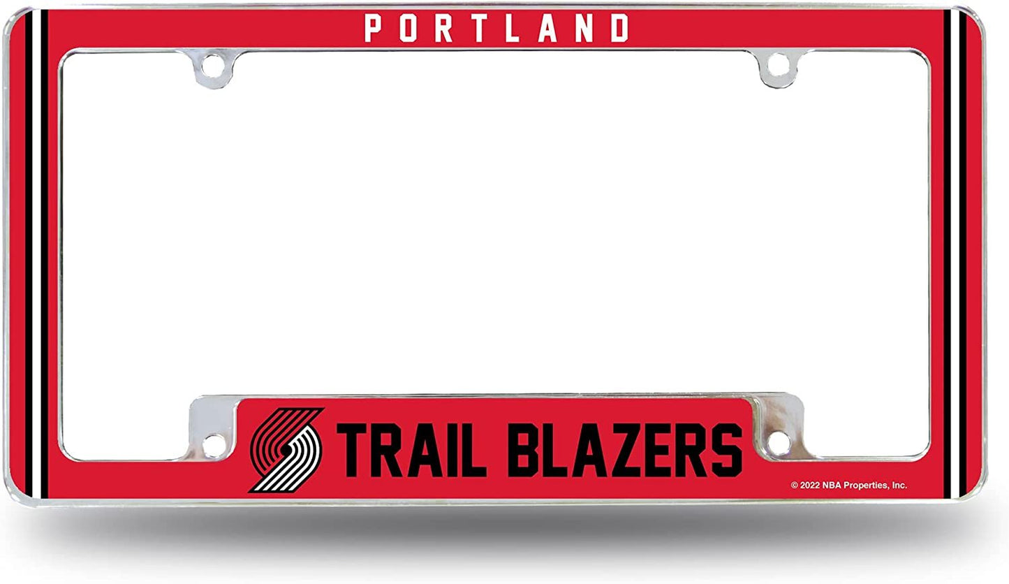 Portland Trail Blazers Metal License Plate Frame Chrome Tag Cover Alternate Design 6x12 Inch by Fielders Choice