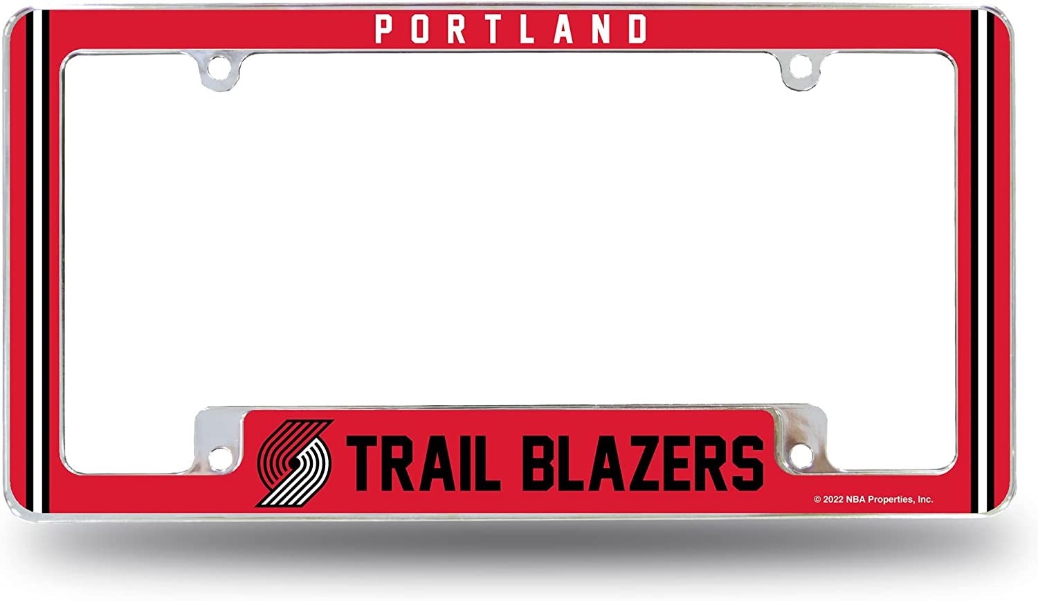 Portland Trail Blazers Metal License Plate Frame Chrome Tag Cover Alternate Design 6x12 Inch by Fielders Choice