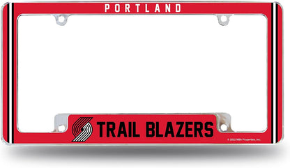 Portland Trail Blazers Metal License Plate Frame Chrome Tag Cover Alternate Design 6x12 Inch by Fielders Choice