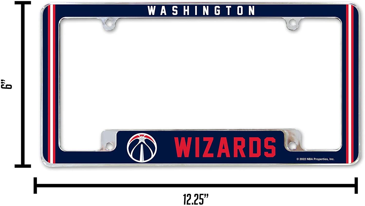 Washington Wizards Metal License Plate Frame Chrome Tag Cover Alternate Design 6x12 Inch by Fielders Choice