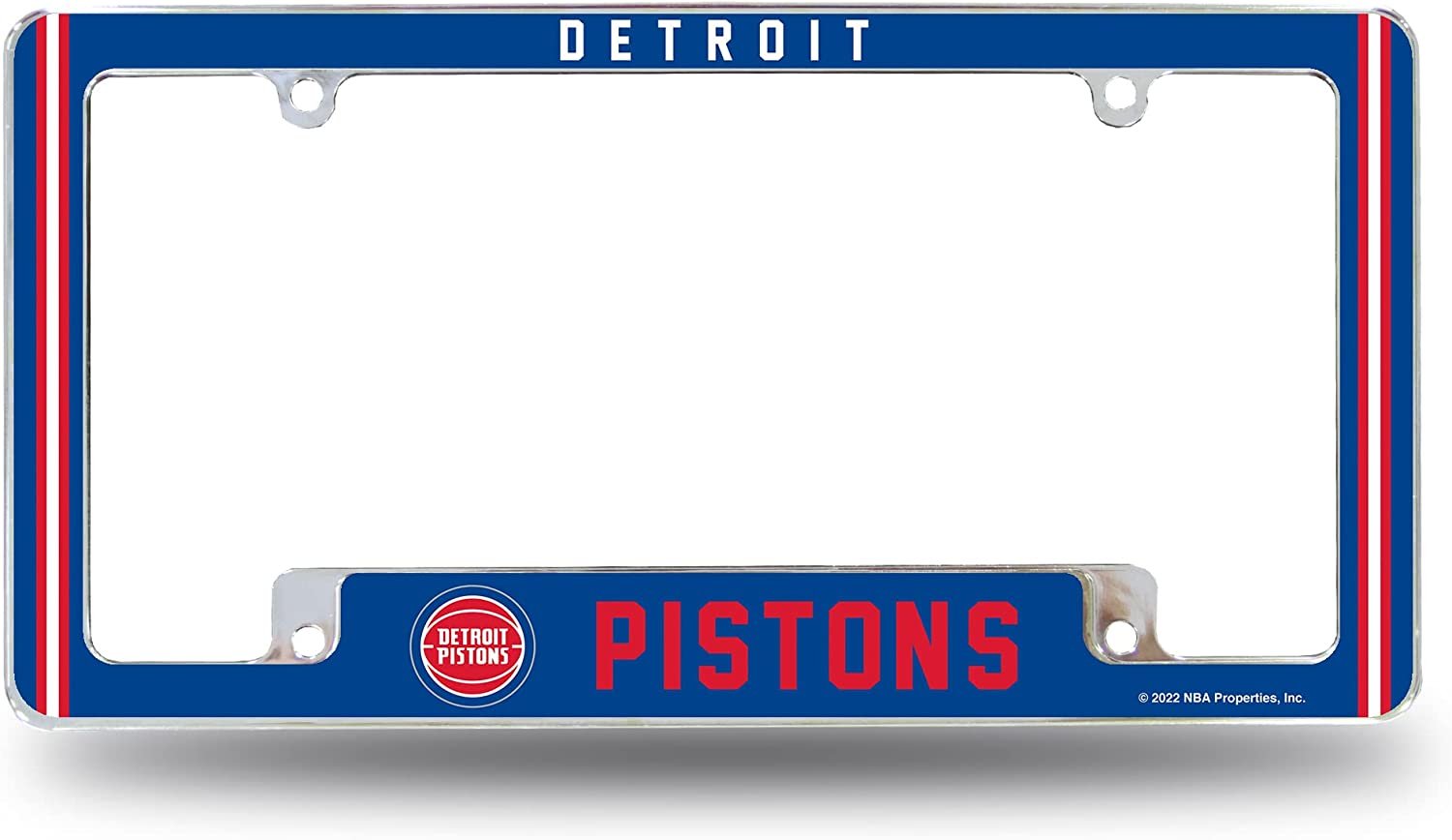 Detroit Pistons Metal License Plate Frame Chrome Tag Cover Alternate Design 6x12 Inch by Fielders Choice