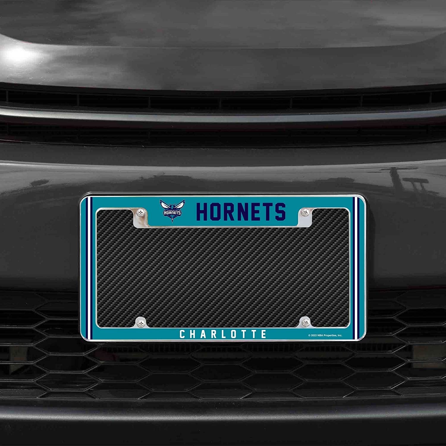 Charlotte Hornets Metal License Plate Frame Chrome Tag Cover Alternate Design 6x12 Inch by Fielders Choice