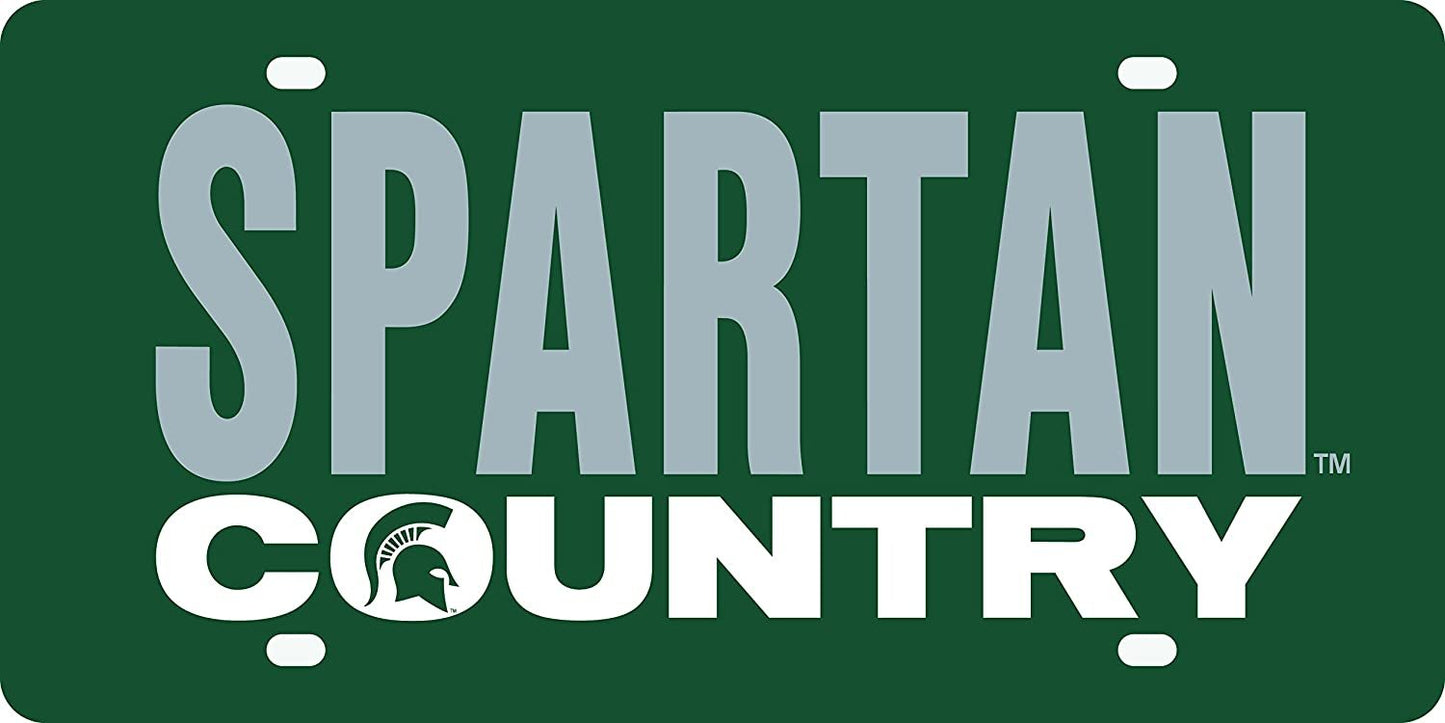 Michigan State University Spartans Premium Laser Cut Tag License Plate, Country, Mirrored Acrylic Inlaid, 6x12 Inch by Fielders Choice