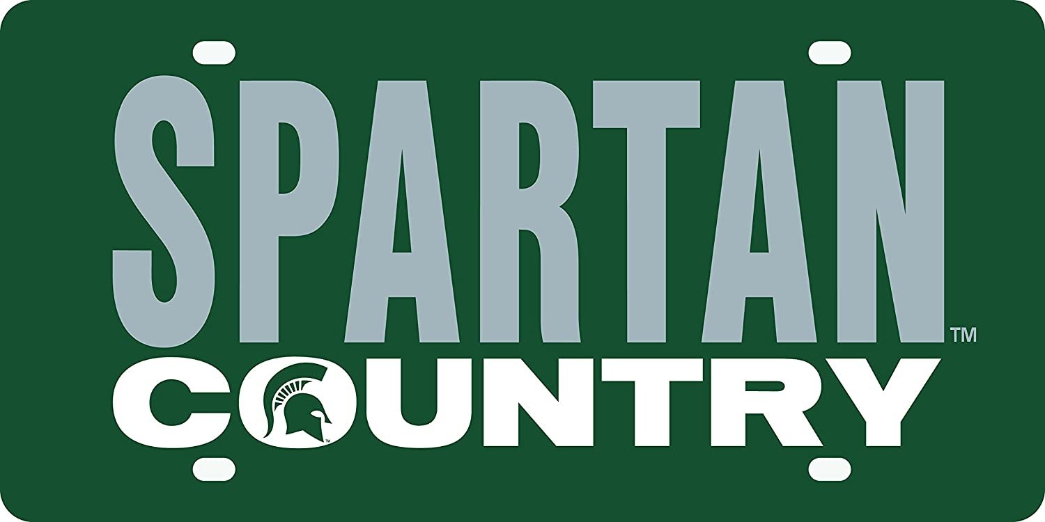 Michigan State University Spartans Premium Laser Cut Tag License Plate, Country, Mirrored Acrylic Inlaid, 6x12 Inch by Fielders Choice