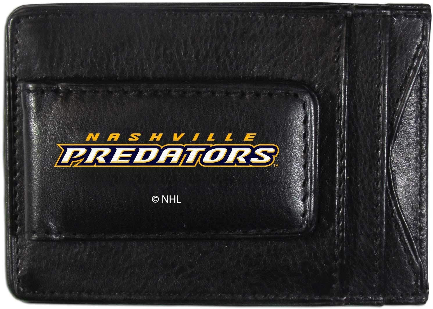 Nashville Predators Black Leather Wallet, Front Pocket Magnetic Money Clip, Printed Logo by Fielders Choice