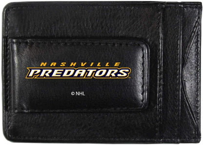 Nashville Predators Black Leather Wallet, Front Pocket Magnetic Money Clip, Printed Logo by Fielders Choice