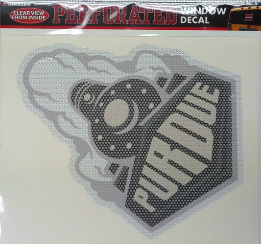 Purdue University Boilermakers 8 Inch Preforated Window Film Decal Sticker, One-Way Vision, Adhesive Backing by Fielders Choice