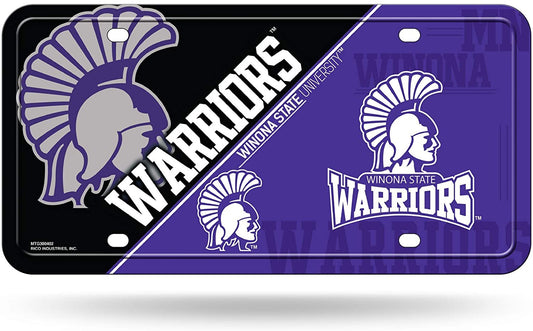 Winona State University Warriors Metal Auto Tag License Plate, Split Design, 6x12 Inch by Fielders Choice