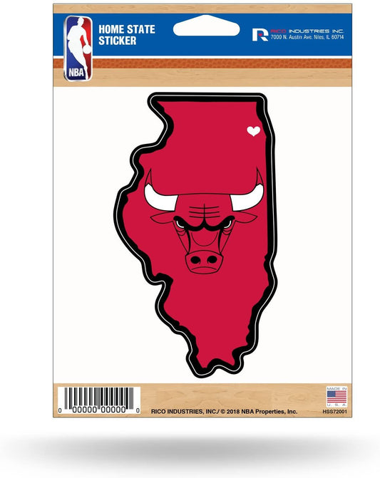 Chicago Bulls 5 Inch Sticker Decal, Home State Design, Flat Vinyl, Full Adhesive Backing by Fielders Choice
