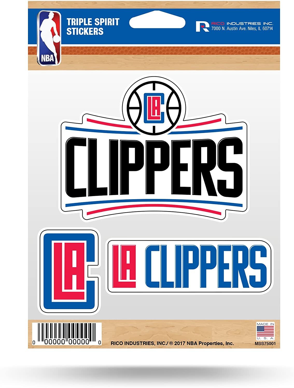 Los Angeles Clippers Sticker Decal Sheet 3-Piece Die Cut 5x7 Inch by Fielders Choice