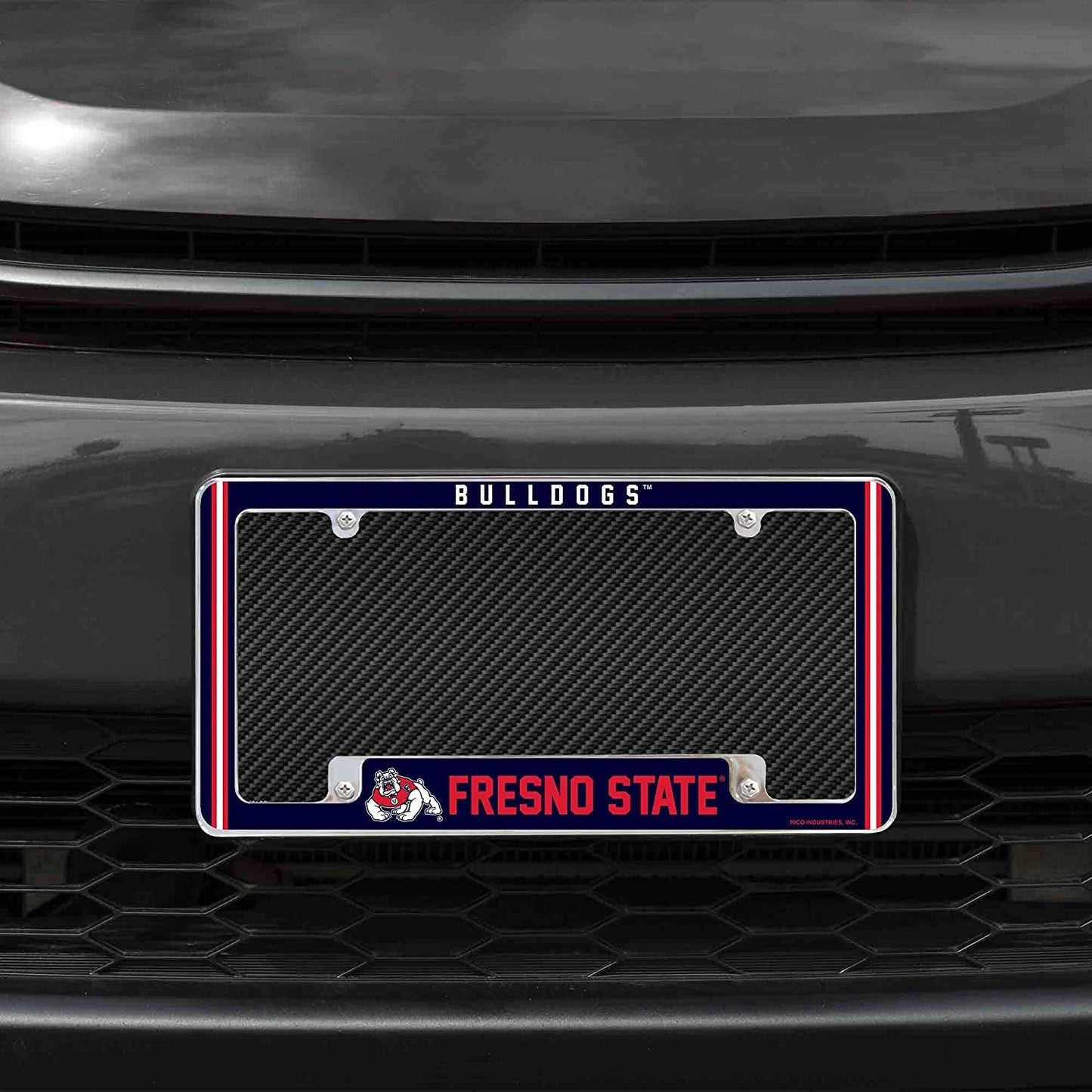 Fresno State University Bulldogs Metal License Plate Frame Chrome Tag Cover Alternate Design 6x12 Inch by Fielders Choice