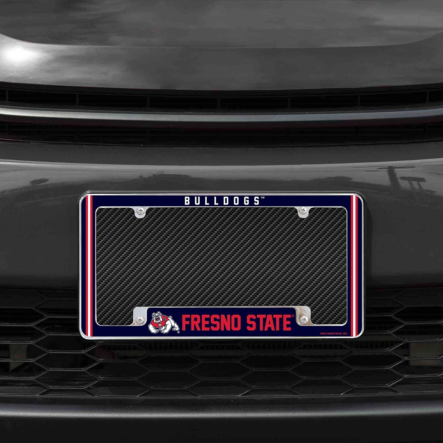 Fresno State University Bulldogs Metal License Plate Frame Chrome Tag Cover Alternate Design 6x12 Inch by Fielders Choice
