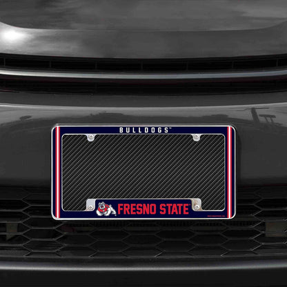 Fresno State University Bulldogs Metal License Plate Frame Chrome Tag Cover Alternate Design 6x12 Inch by Fielders Choice
