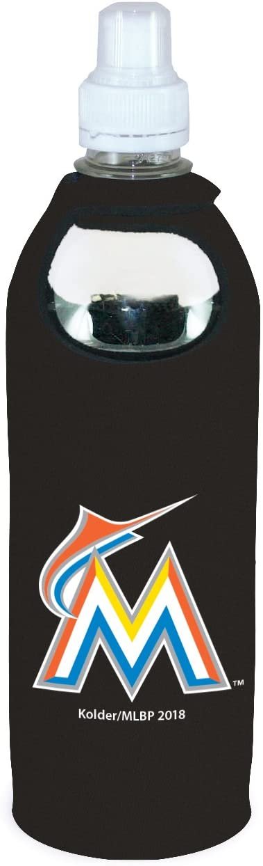 Miami Marlins 1/2 Liter Water Bottle Neoprene Beverage Insulator Holder Cooler with Clip Baseball by Fielders Choice
