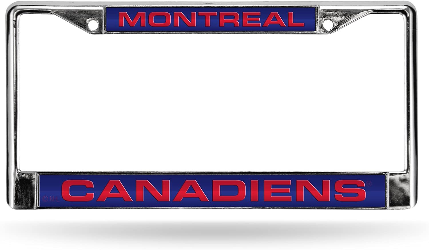 Montreal Canadiens Chrome Metal License Plate Frame Tag Cover, Laser Acrylic Mirrored Inserts, 12x6 Inch by Fielders Choice