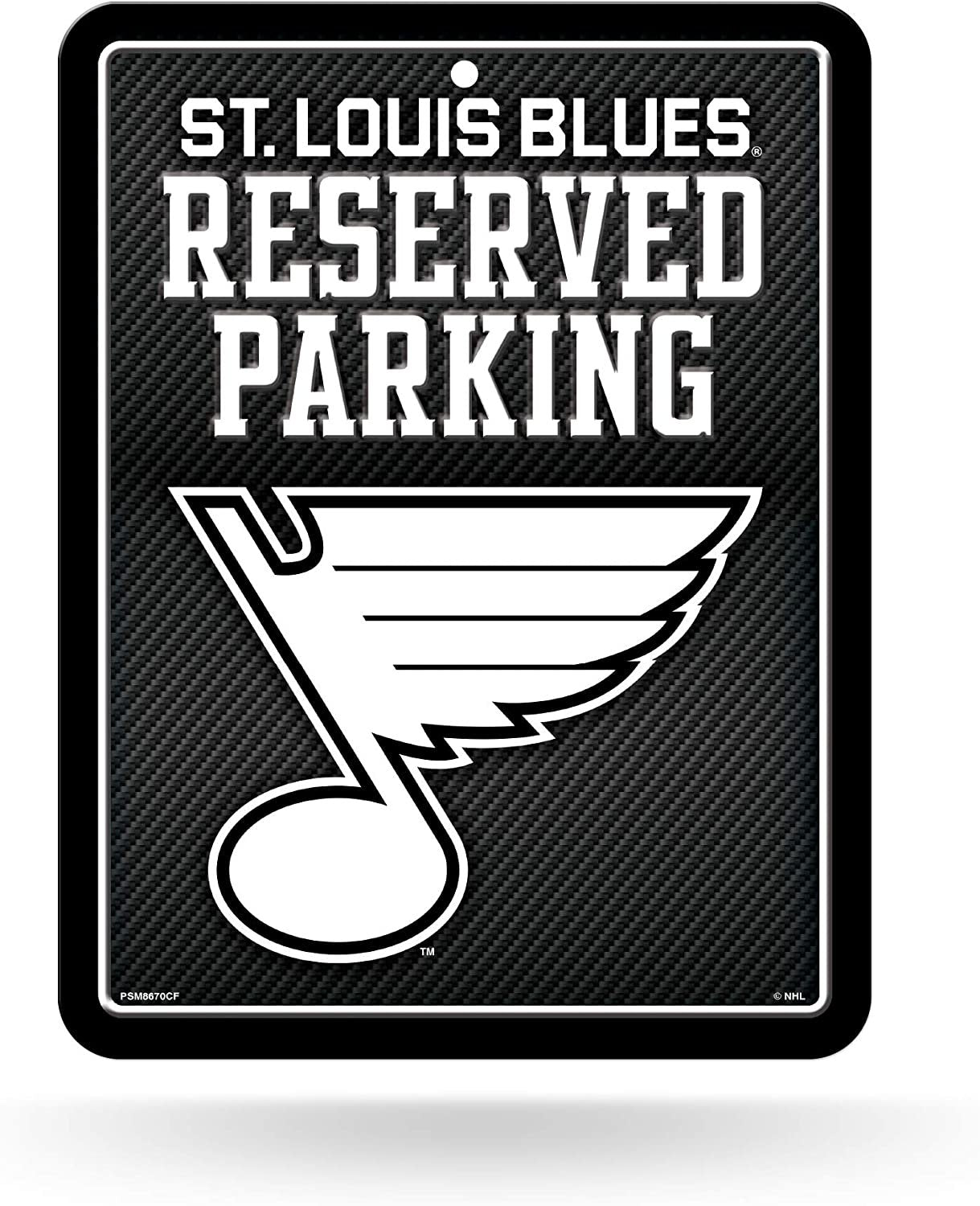 St Louis Blues Metal Parking Novelty Wall Sign 8.5 x 11 Inch Carbon Fiber Design by Fielders Choice