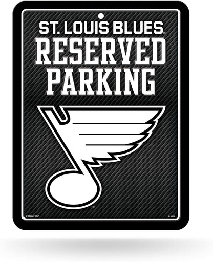 St Louis Blues Metal Parking Novelty Wall Sign 8.5 x 11 Inch Carbon Fiber Design by Fielders Choice