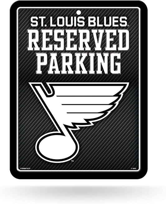 St Louis Blues Metal Parking Novelty Wall Sign 8.5 x 11 Inch Carbon Fiber Design by Fielders Choice