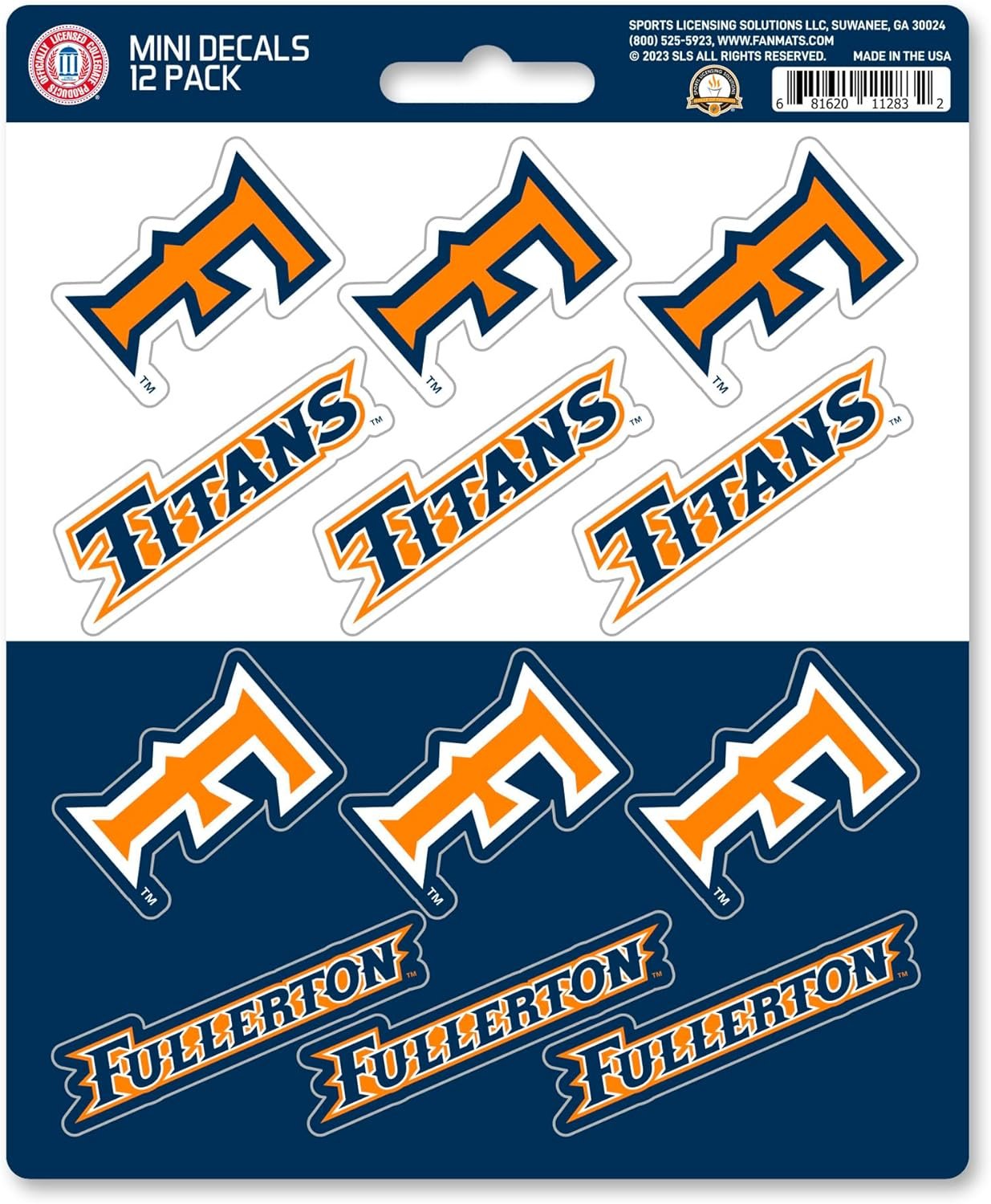 California State University Fullerton Titans 12-Piece Mini Decal Sticker Set, 5x6 Inch Sheet, Gift for football fans for any hard surfaces around home, automotive, personal items by Fielders Choice