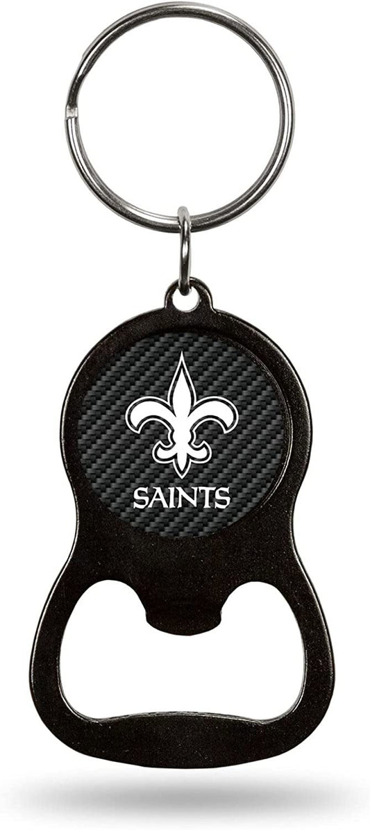 New Orleans Saints Keychain Bottle Opener Carbon Fiber Design Metal Football by Fielders Choice