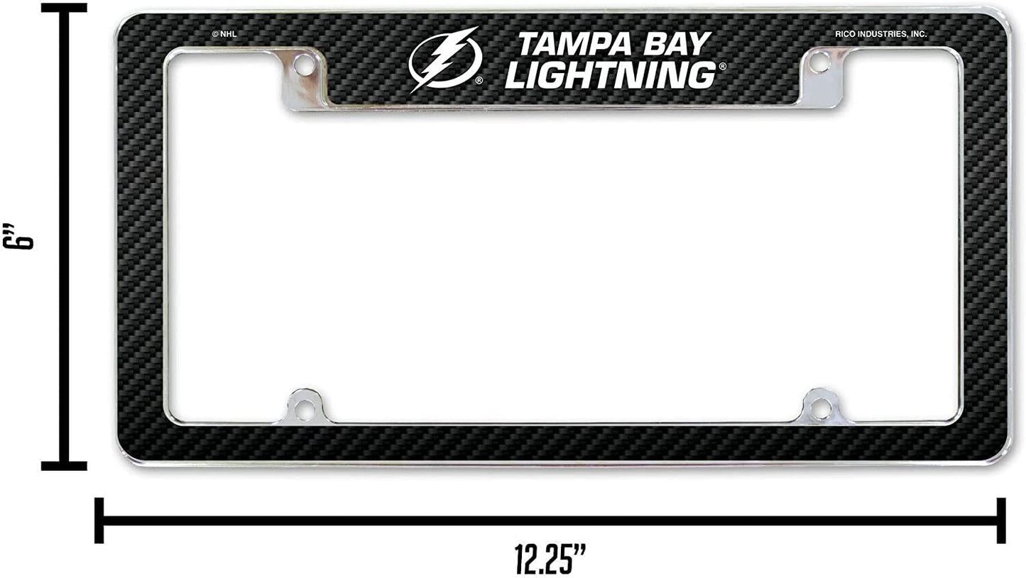 Tampa Bay Lightning Metal License Plate Frame Chrome Tag Cover Carbon Fiber Design 6x12 Inch by Fielders Choice