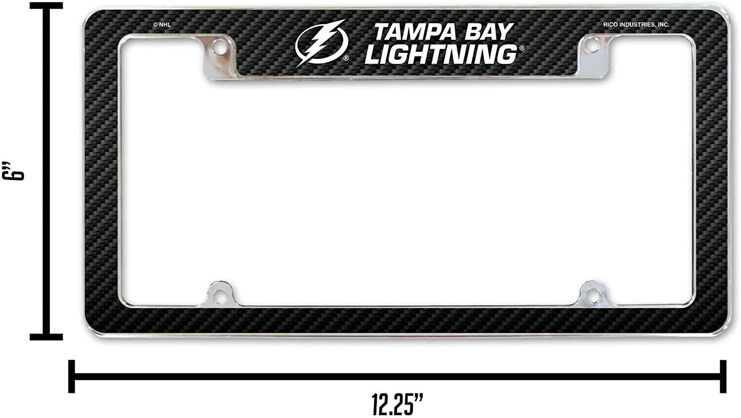 Tampa Bay Lightning Metal License Plate Frame Chrome Tag Cover Carbon Fiber Design 6x12 Inch by Fielders Choice