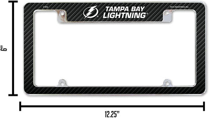 Tampa Bay Lightning Metal License Plate Frame Chrome Tag Cover Carbon Fiber Design 6x12 Inch by Fielders Choice