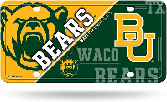Baylor University Bears Metal Auto Tag License Plate, Split Design, 6x12 Inch by Fielders Choice
