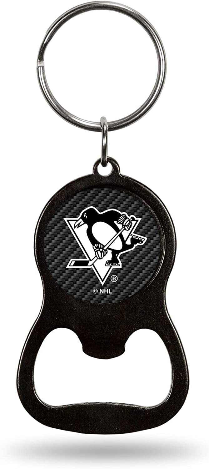 Pittsburgh Penguins Keychain Metal Bottle Opener Carbon Fiber Design Hockey by Fielders Choice