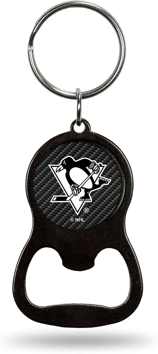 Pittsburgh Penguins Keychain Metal Bottle Opener Carbon Fiber Design Hockey by Fielders Choice
