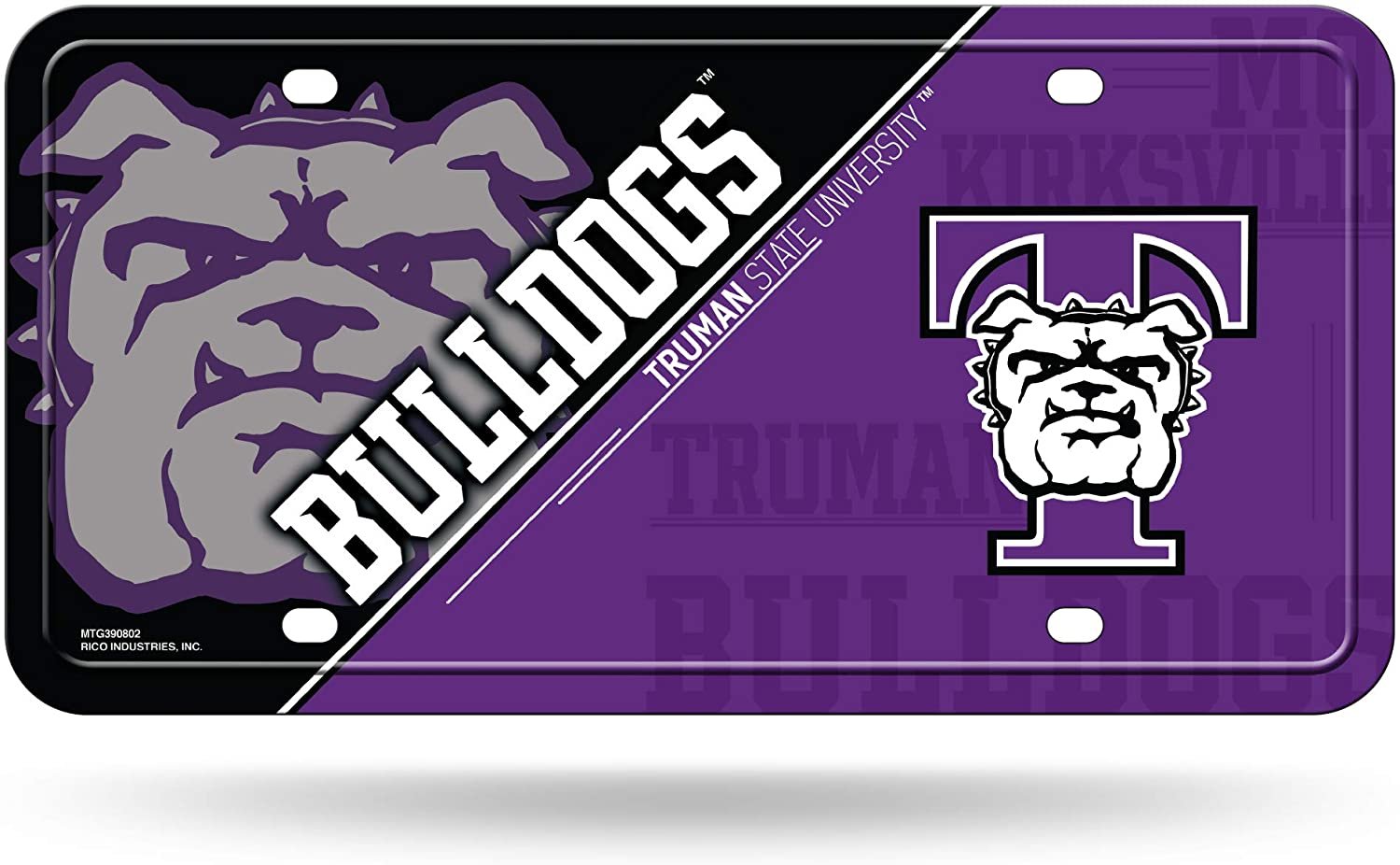 Truman State University Bulldogs Metal Auto Tag License Plate, Split Design, 6x12 Inch by Fielders Choice