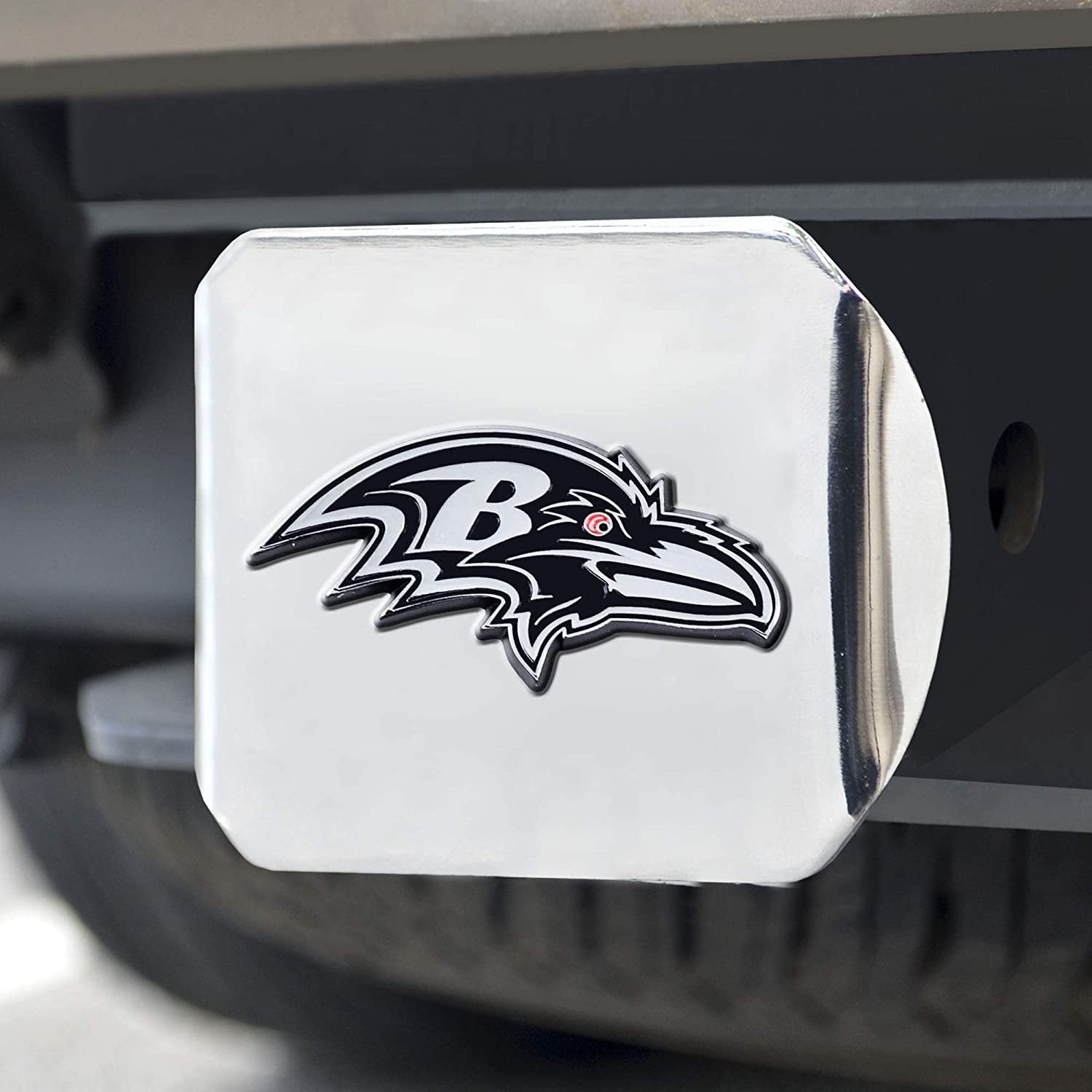 Baltimore Ravens Hitch Cover Solid Metal with Raised Chrome Metal Emblem 2" Square Type III by Fielders Choice
