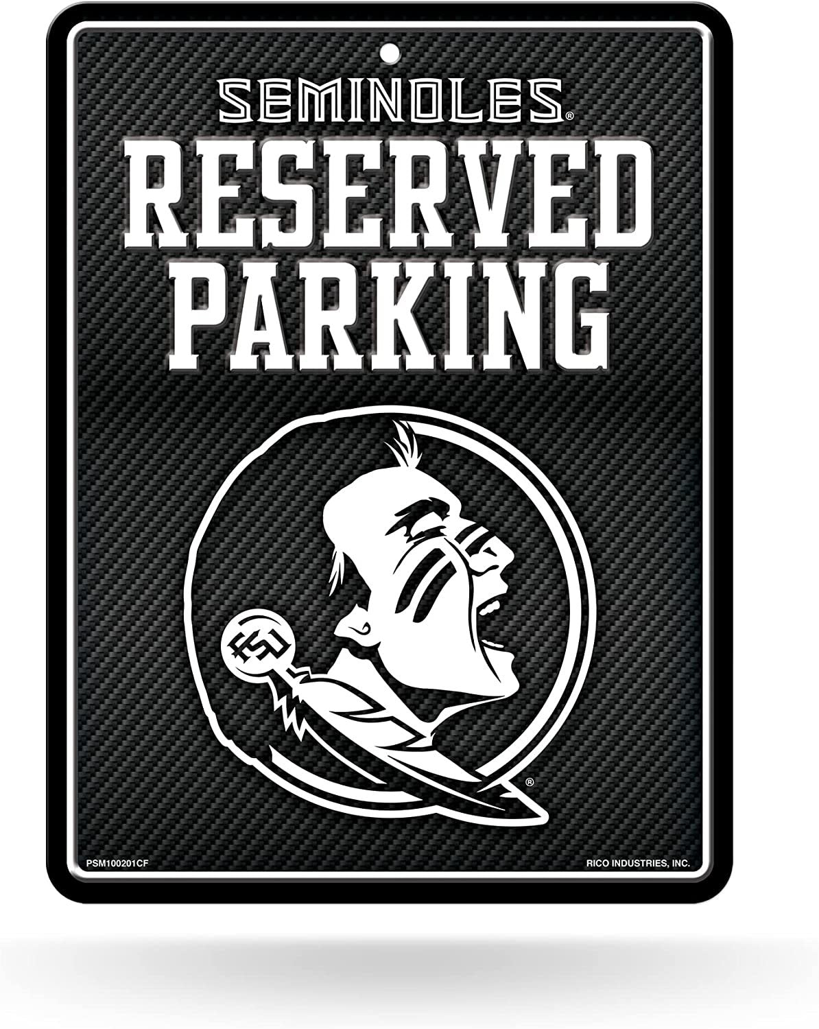 Florida State University Seminoles FSU Metal Parking Novelty Wall Sign 8.5 x 11 Inch Carbon Fiber Design by Fielders Choice