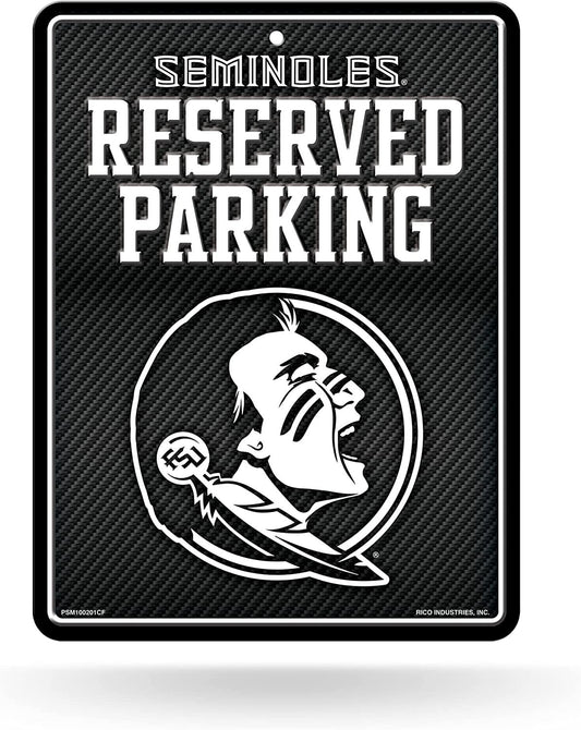 Florida State University Seminoles FSU Metal Parking Novelty Wall Sign 8.5 x 11 Inch Carbon Fiber Design by Fielders Choice
