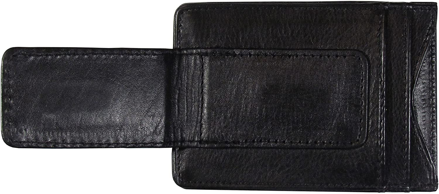 University of South Carolina Gamecocks Black Leather Wallet, Front Pocket Magnetic Money Clip, Printed Logo by Fielders Choice